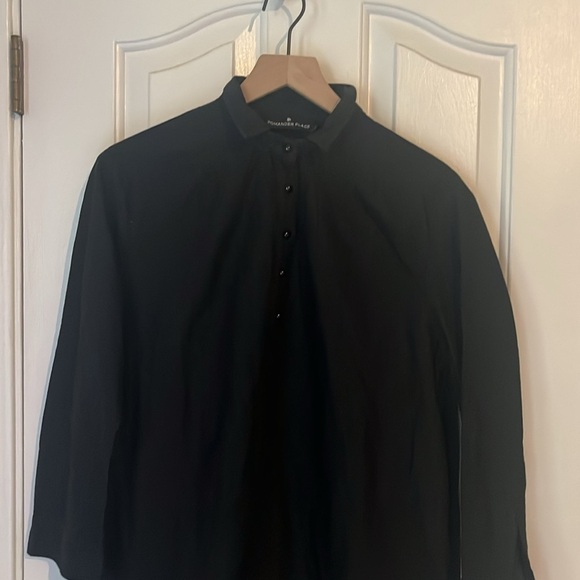 Tuckernuck X Pomander Place | Black Polly Pop Collar Relaxed Shirt Dress Medium - Picture 3 of 11